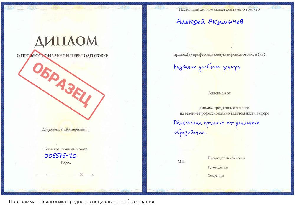 Педагогика среднего специального образования Одинцово